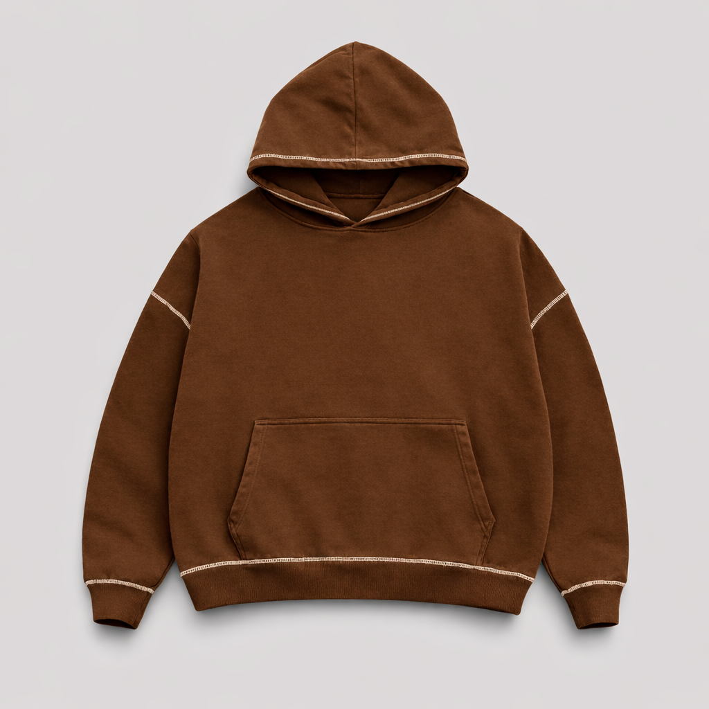 brown Signature Hoodie frontside- ROS Clothing